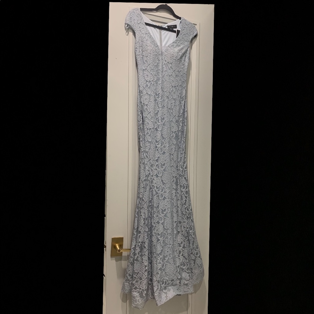 Betsy & Adam - Light Blue Lace Evening Gown